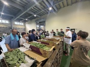 JA担当職員が切前や運賃改定に伴う箱詰め本数の拡大など、輸送効率化について説明する様子